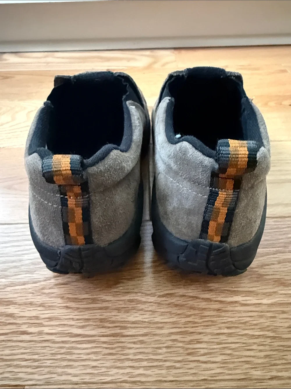 Merrell Slip-On Suede Loafers in Brown with Black Accents